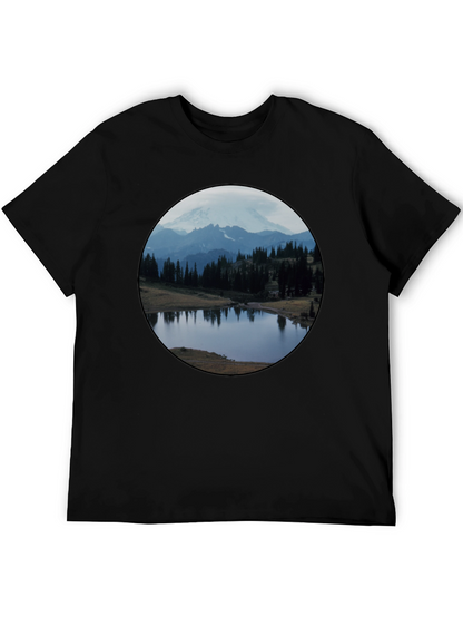 Scenic Mountain Lake Black T-Shirt