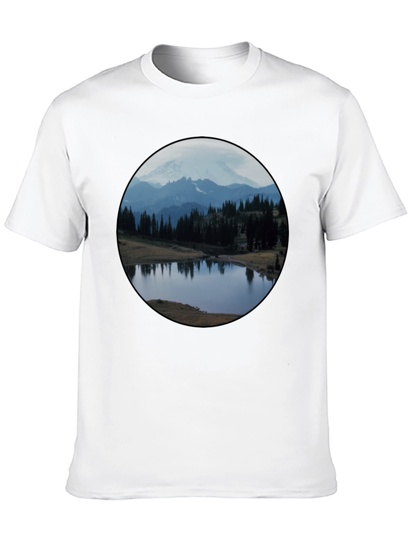 Scenic Mountain Lake Black T-Shirt