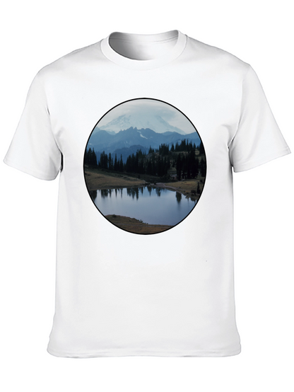 Scenic Mountain Lake Black T-Shirt
