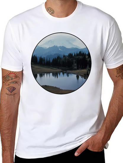 Scenic Mountain Lake Black T-Shirt