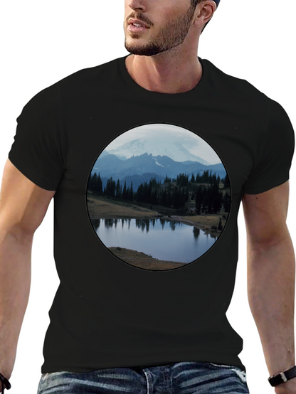 Scenic Mountain Lake Black T-Shirt