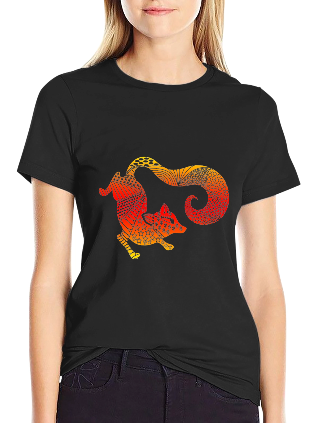Fox Graphic Black T-Shirt Unique Design