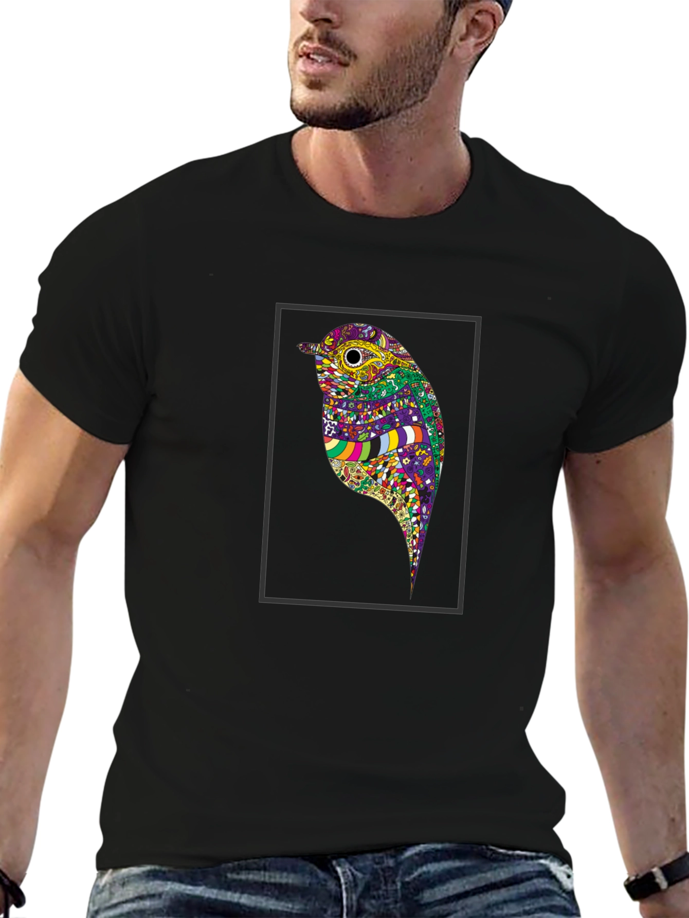 Bird Art Black T-Shirt