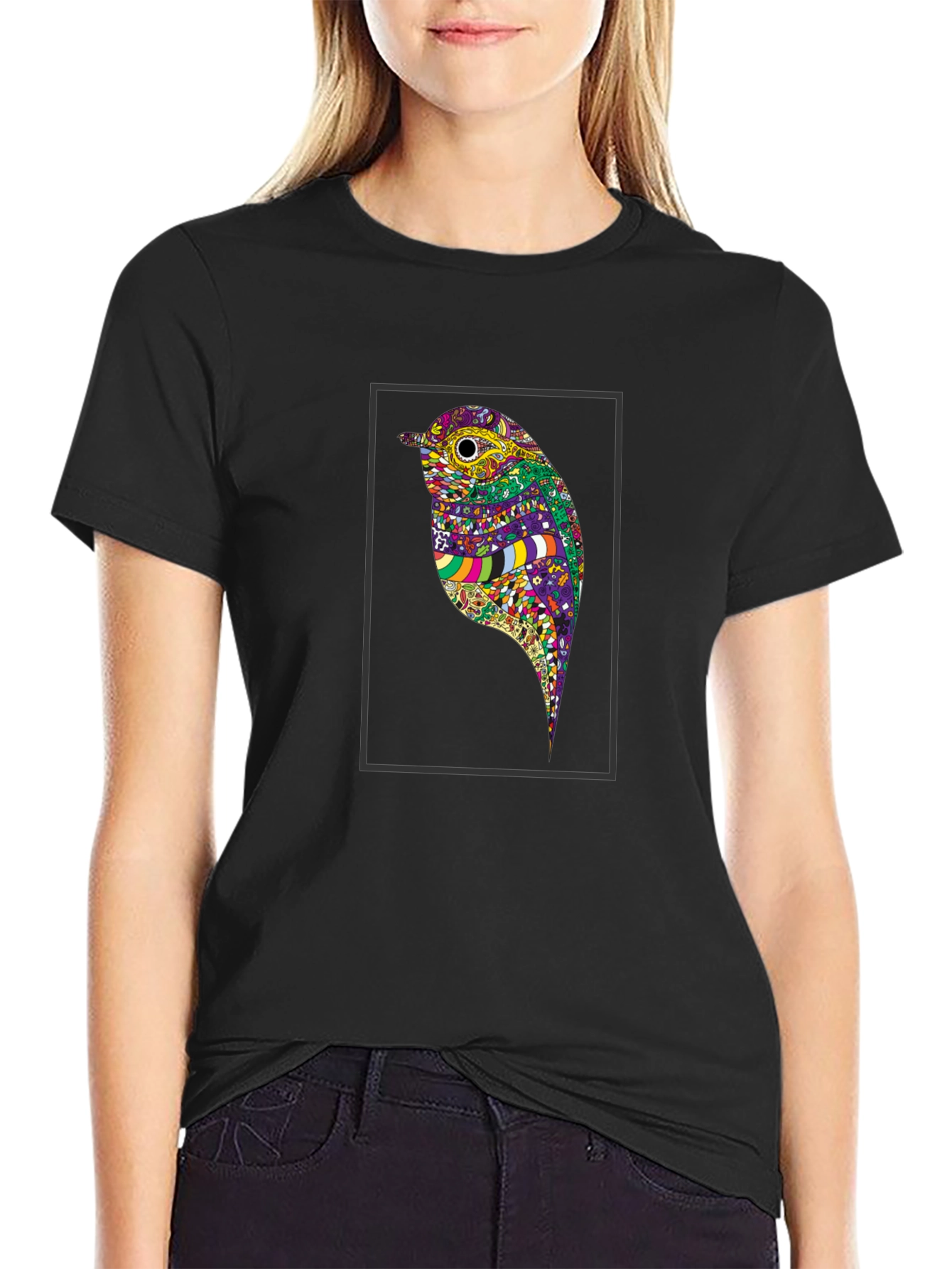Bird Art Black T-Shirt