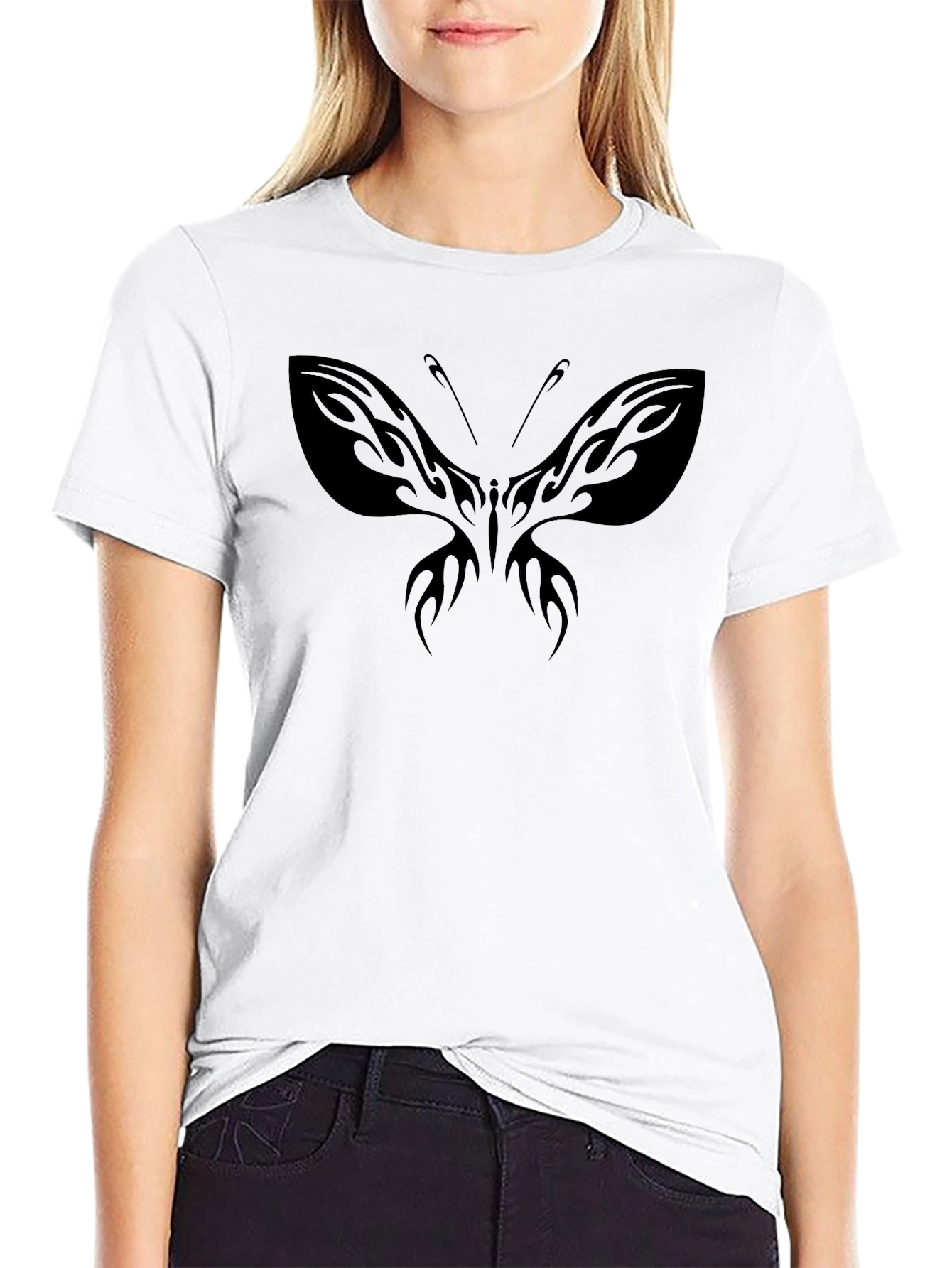 Black Butterfly Graphic Tee - Mens Casual Top