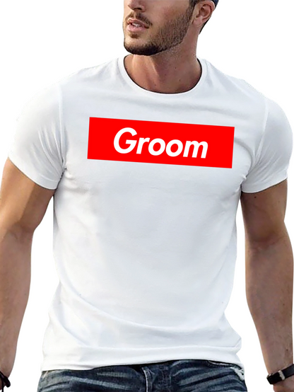 Groom Crew Tee - Bold Red Graphic