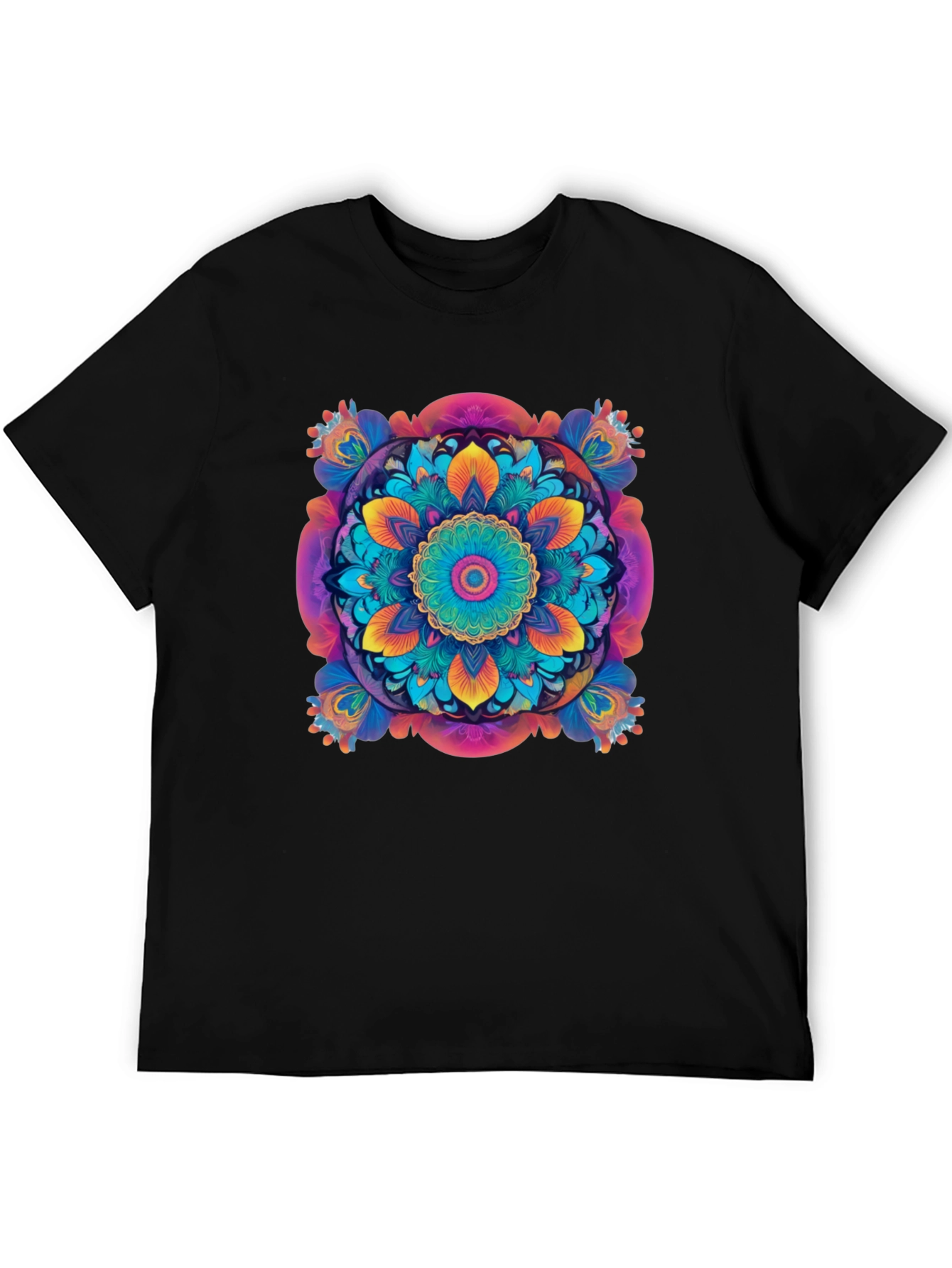 Vibrant Mandala Graphic Black T-Shirt