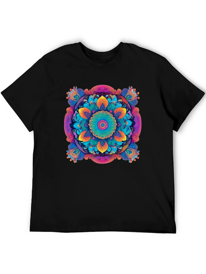 Vibrant Mandala Graphic Black T-Shirt