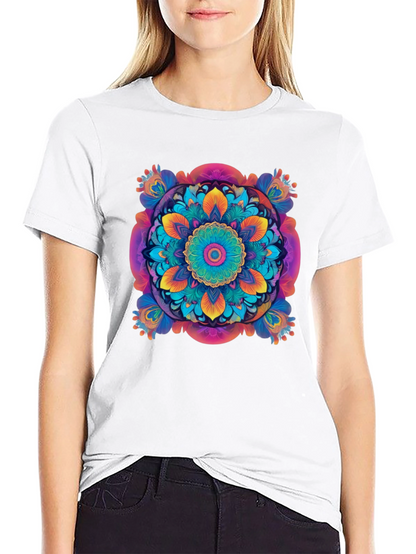 Vibrant Mandala Graphic Black T-Shirt