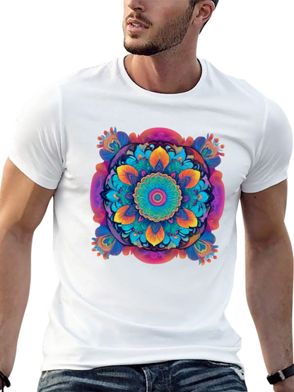 Vibrant Mandala Graphic Black T-Shirt
