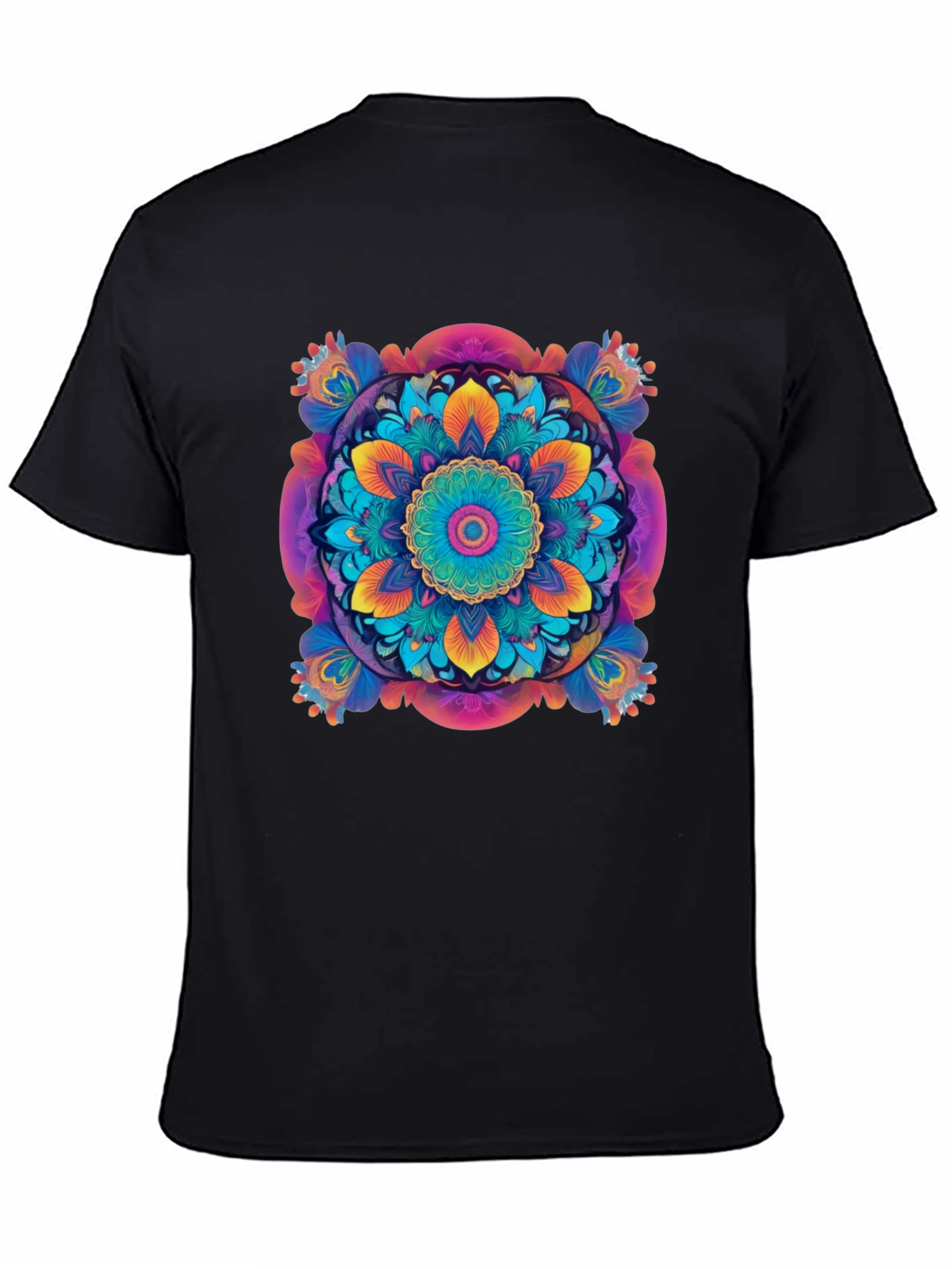Vibrant Mandala Graphic Black T-Shirt