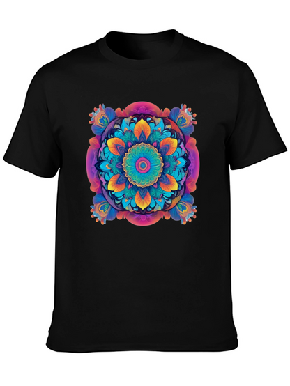 Vibrant Mandala Graphic Black T-Shirt