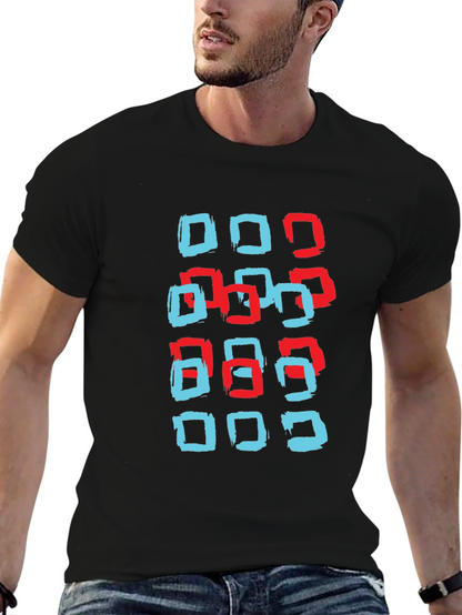 Modern Squares Graphic T-Shirt - Black