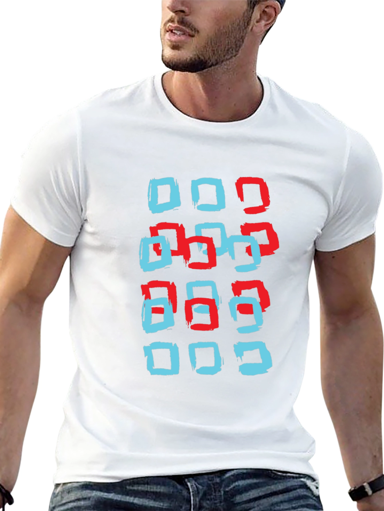 Modern Squares Graphic T-Shirt - Black