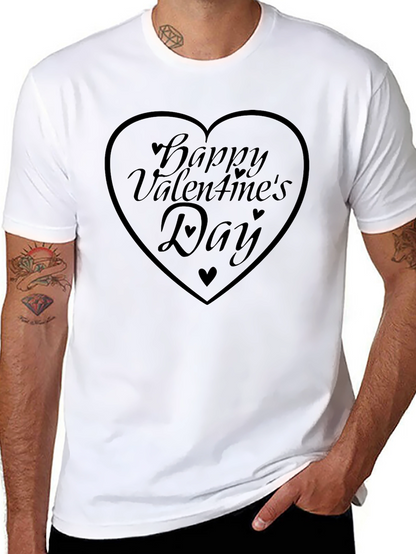 Happy Valentines Day Heart Graphic Tee - Black