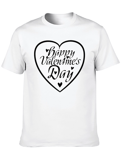 Happy Valentines Day Heart Graphic Tee - Black