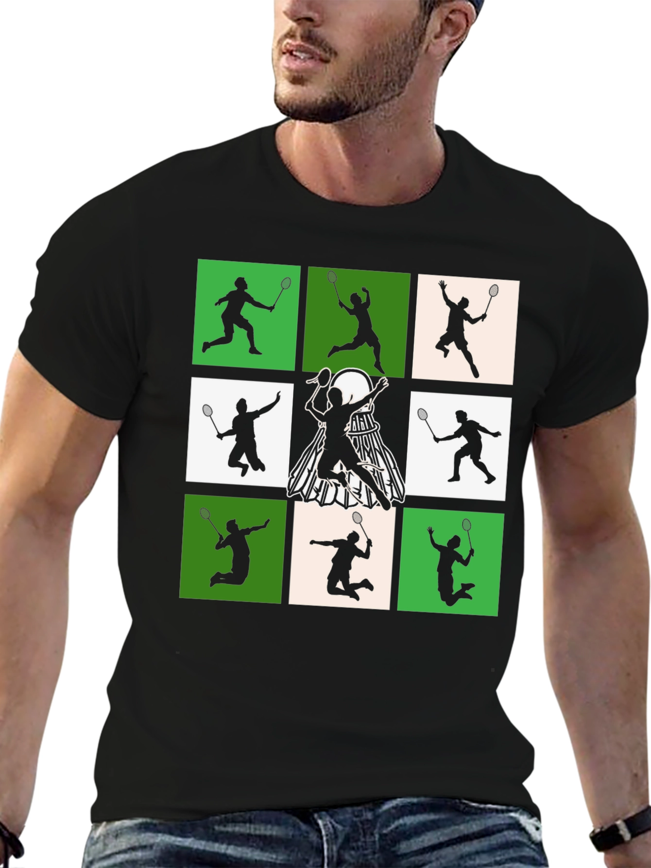 Badminton Player Silhouette Graphic Tee