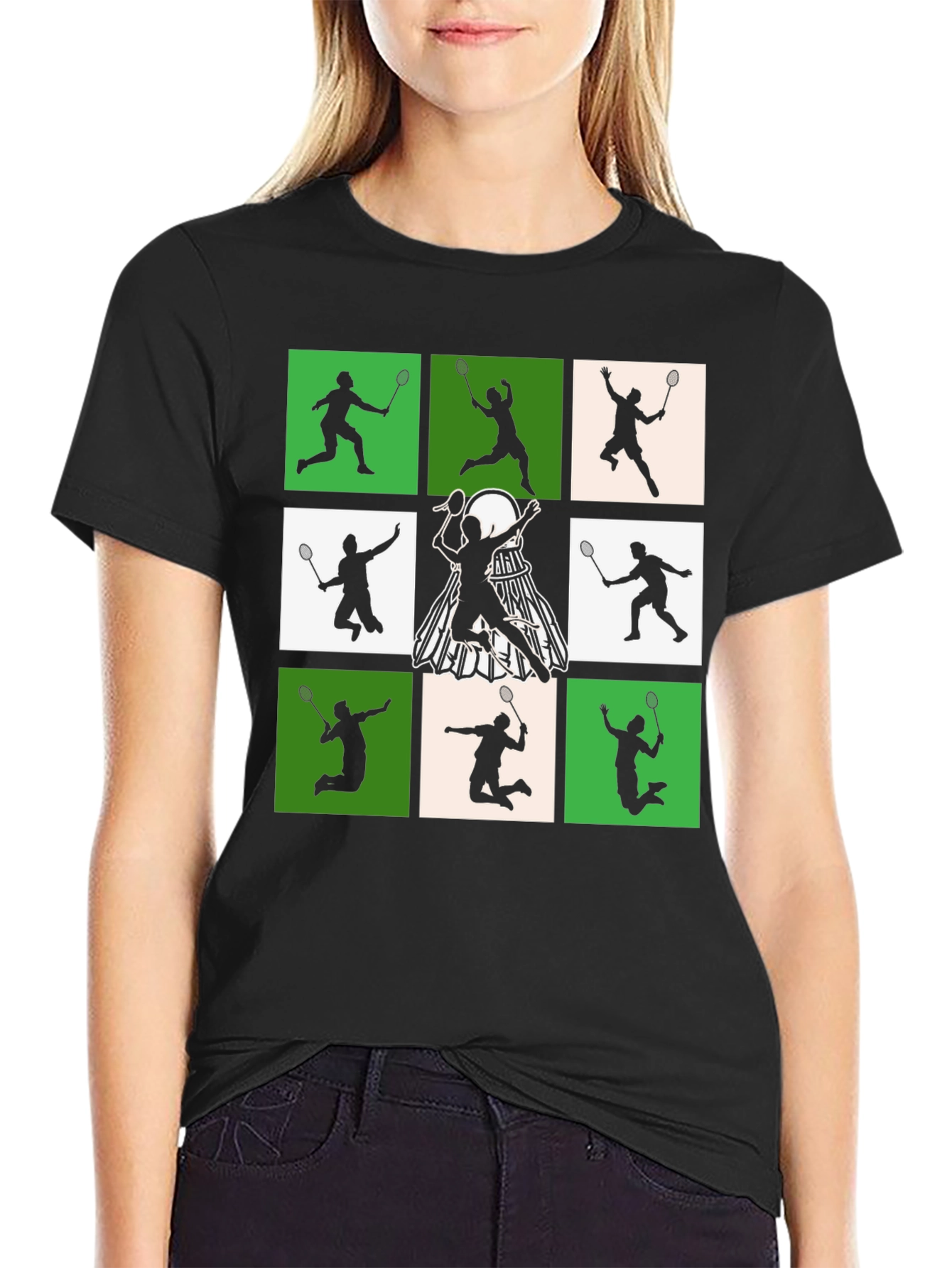 Badminton Player Silhouette Graphic Tee