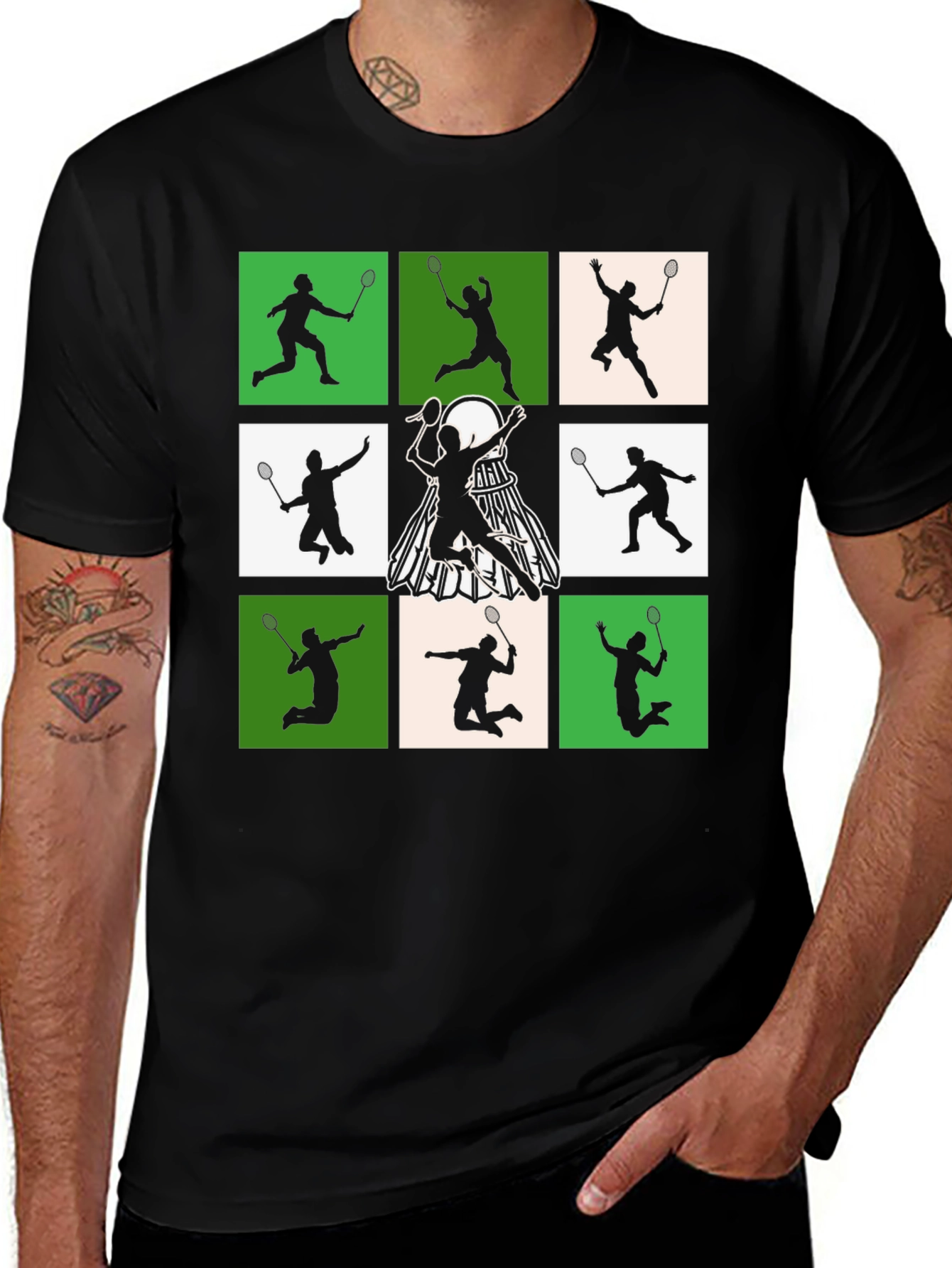 Badminton Player Silhouette Graphic Tee