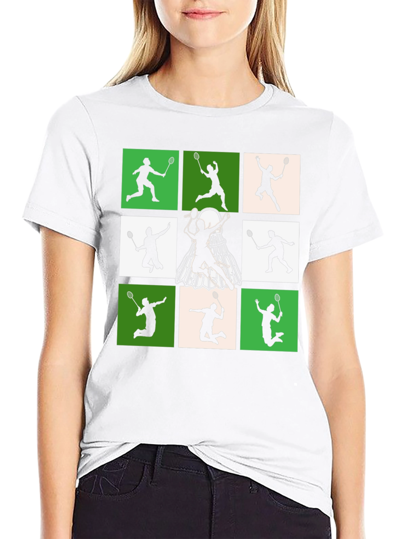 Badminton Player Silhouette Graphic Tee