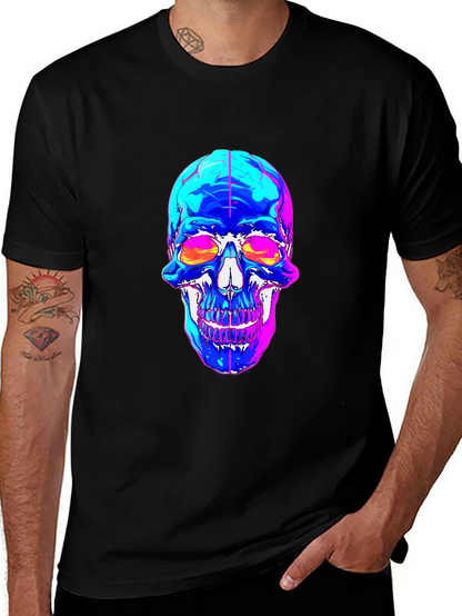 Vaporwave Skull Graphic Tee - Black