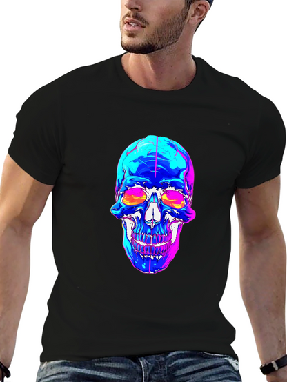 Vaporwave Skull Graphic Tee - Black