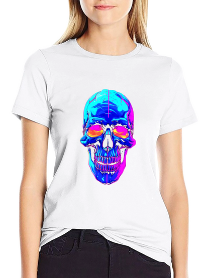 Vaporwave Skull Graphic Tee - Black
