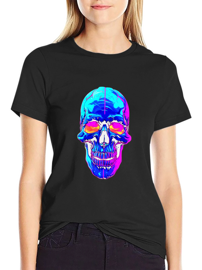 Vaporwave Skull Graphic Tee - Black