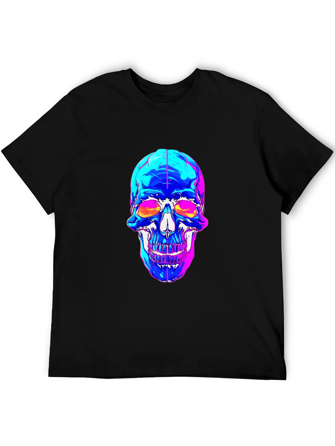 Vaporwave Skull Graphic Tee - Black