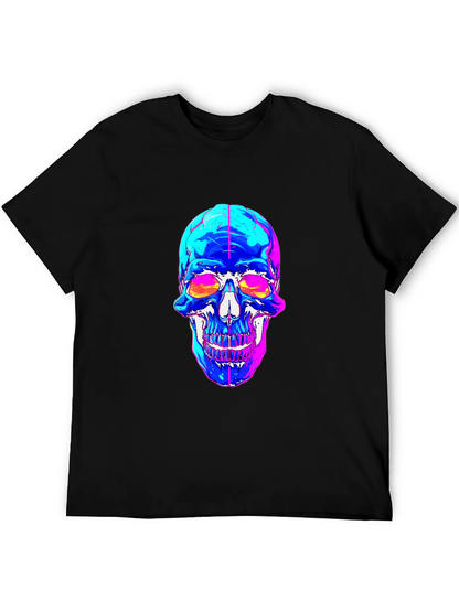Vaporwave Skull Graphic Tee - Black