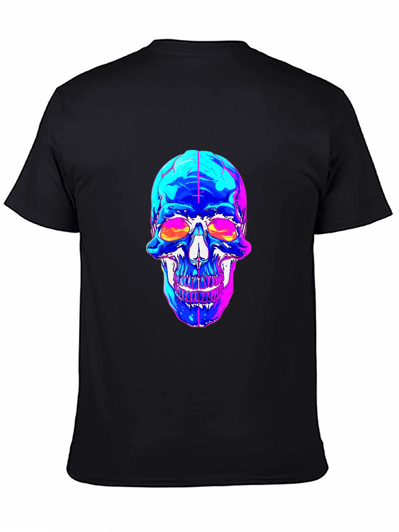 Vaporwave Skull Graphic Tee - Black