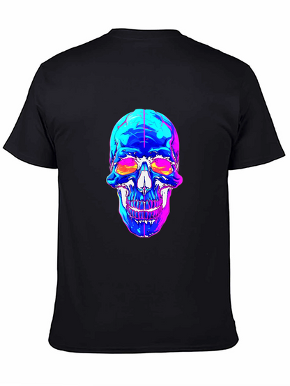 Vaporwave Skull Graphic Tee - Black