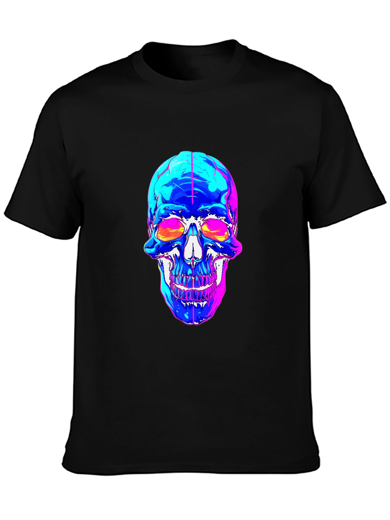 Vaporwave Skull Graphic Tee - Black