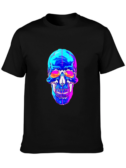 Vaporwave Skull Graphic Tee - Black