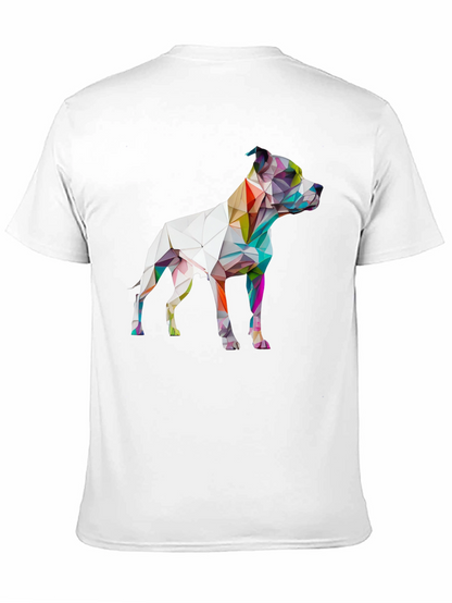 Geometric Dog Graphic Print Black T-Shirt
