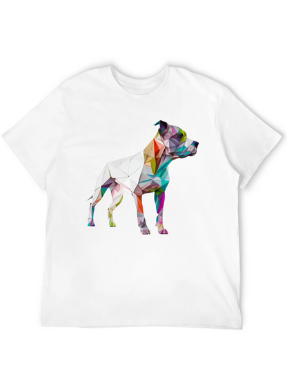 Geometric Dog Graphic Print Black T-Shirt