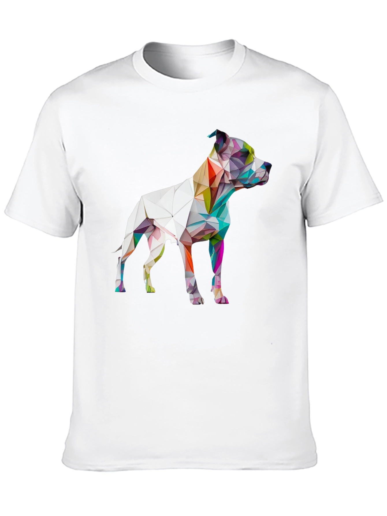 Geometric Dog Graphic Print Black T-Shirt