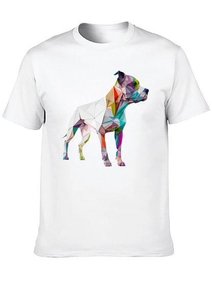 Geometric Dog Graphic Print Black T-Shirt