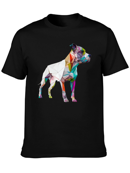 Geometric Dog Graphic Print Black T-Shirt