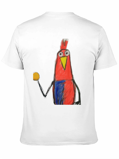 Cartoon Bird Graphic Tee - Funky Mens Black T-Shirt