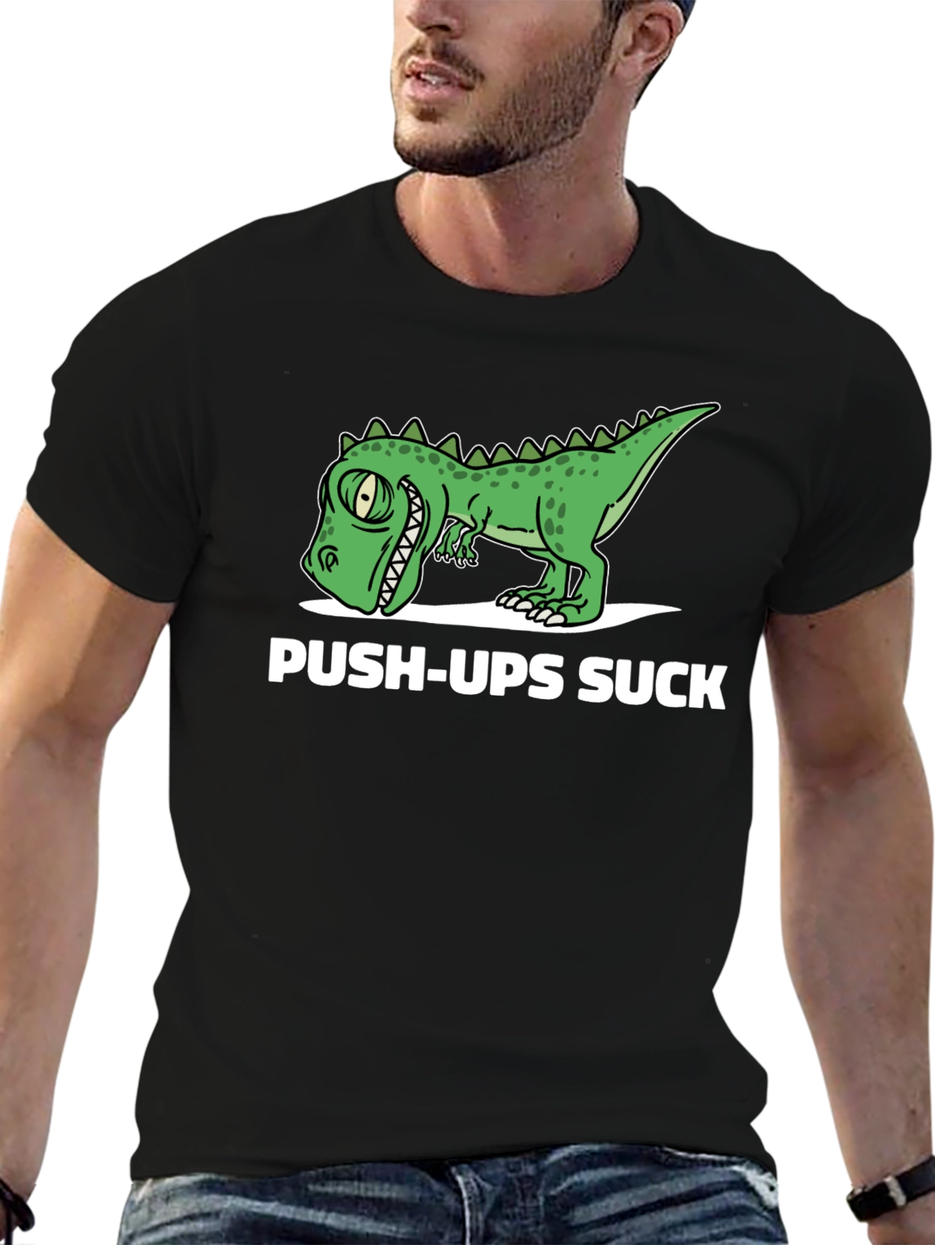 Funny Dinosaur Push-Ups Suck Graphic T-Shirt