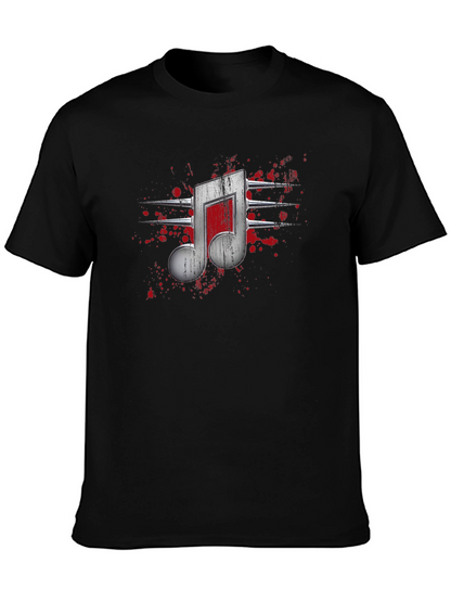 Edgy Music Note Graphic T-Shirt - Black