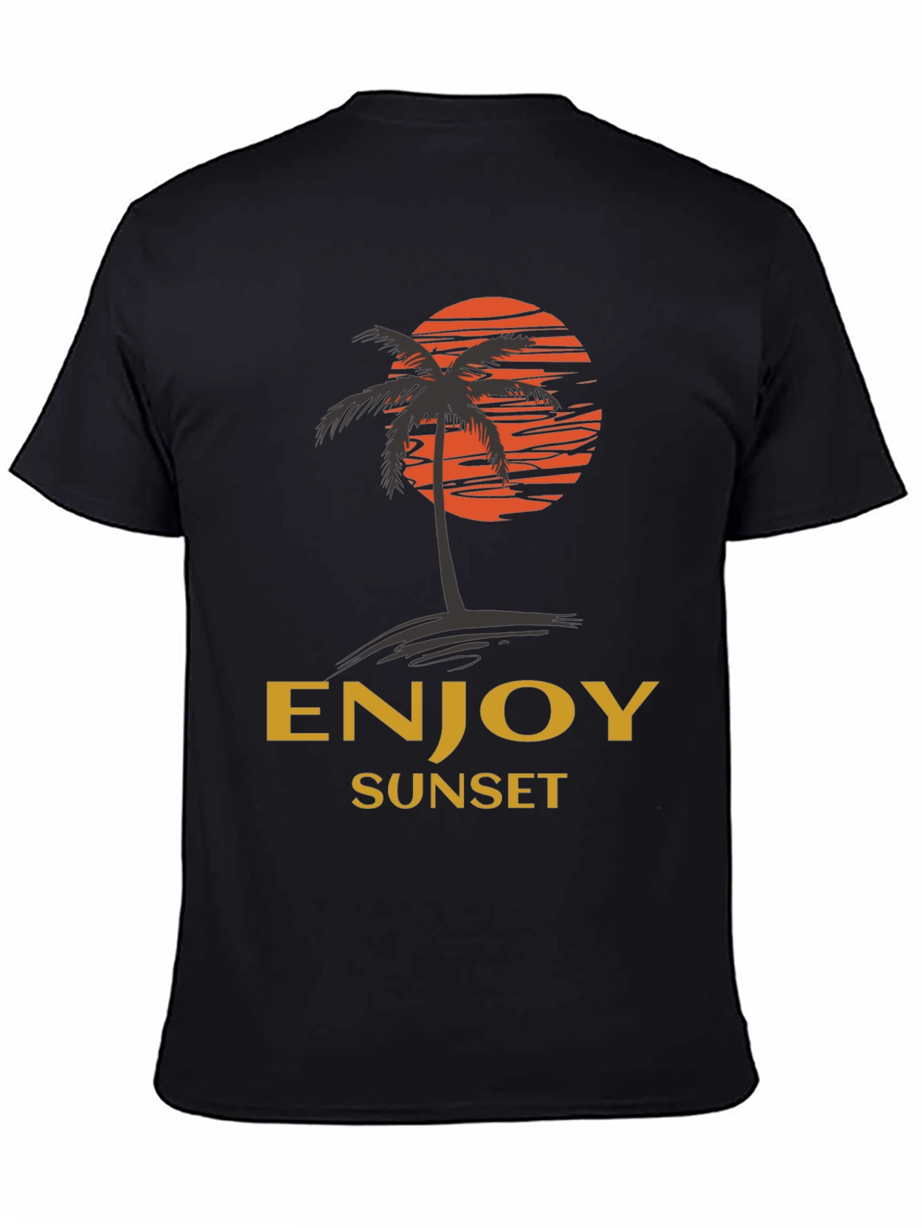 Enjoy Sunset Graphic Tee | Relaxed Fit Black T-Shirt