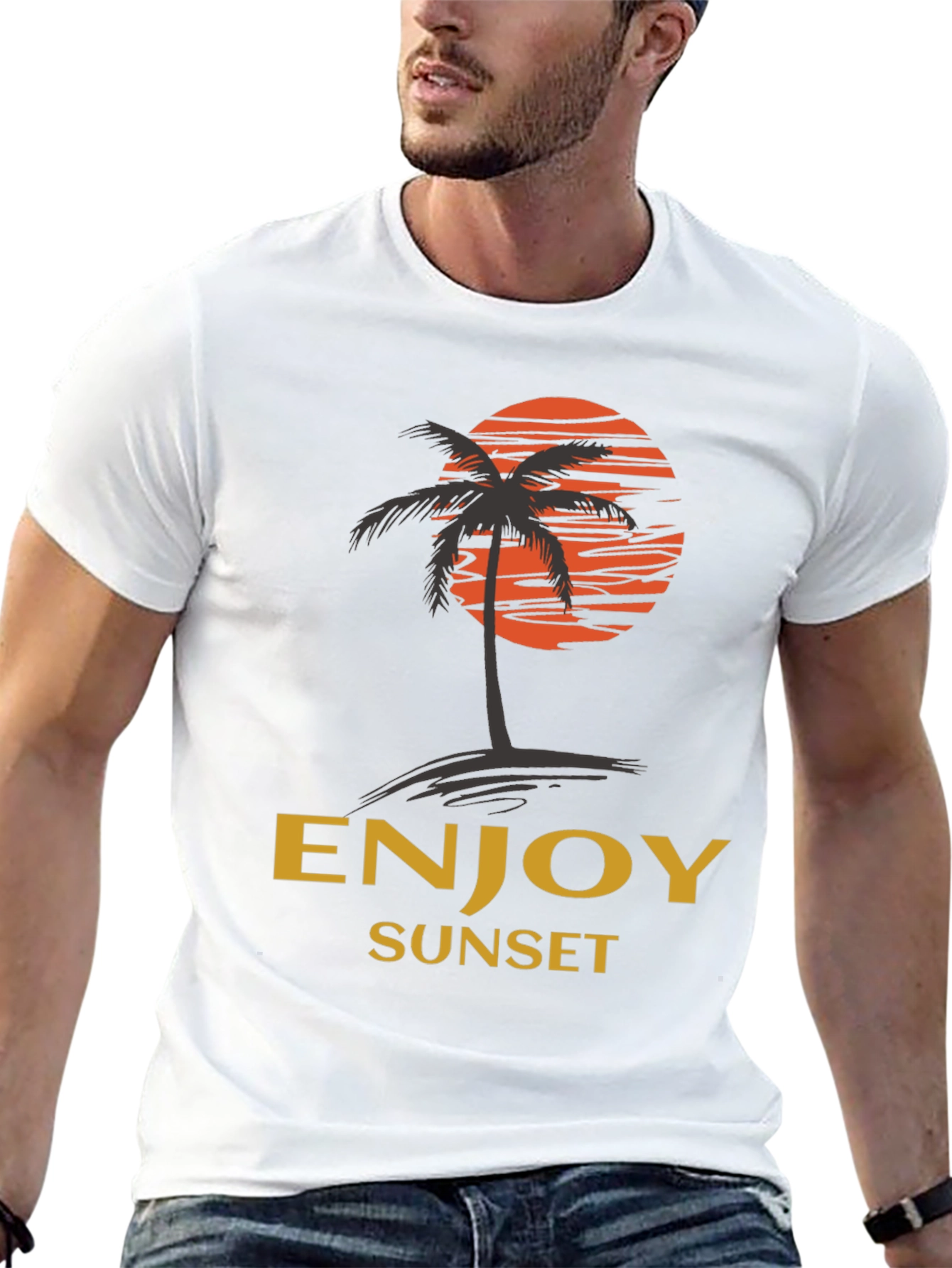 Enjoy Sunset Graphic Tee | Relaxed Fit Black T-Shirt