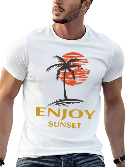 Enjoy Sunset Graphic Tee | Relaxed Fit Black T-Shirt