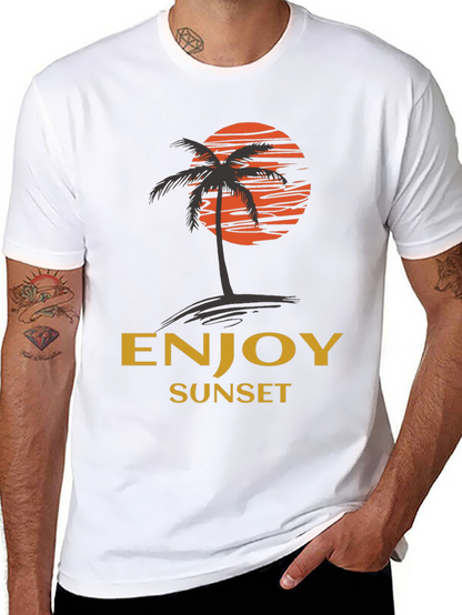 Enjoy Sunset Graphic Tee | Relaxed Fit Black T-Shirt