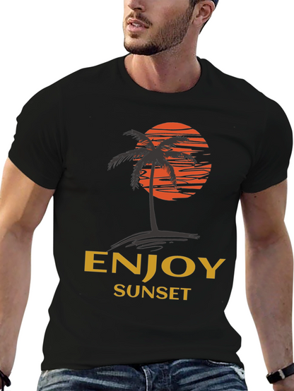 Enjoy Sunset Graphic Tee | Relaxed Fit Black T-Shirt