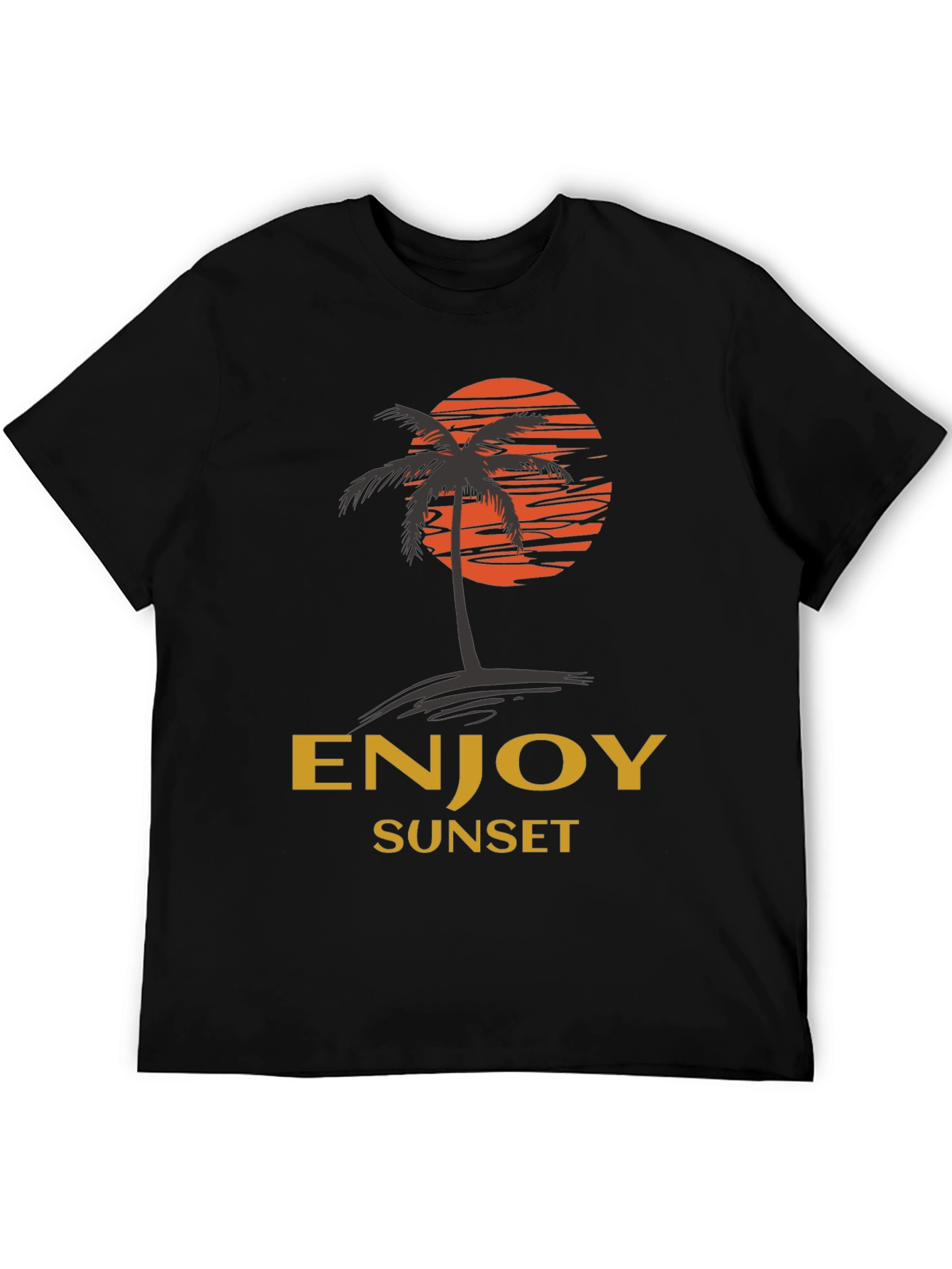 Enjoy Sunset Graphic Tee | Relaxed Fit Black T-Shirt