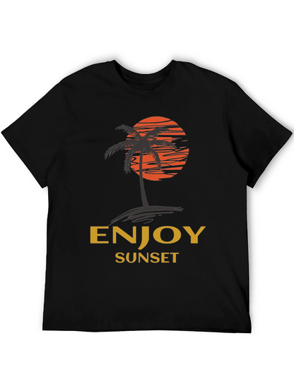 Enjoy Sunset Graphic Tee | Relaxed Fit Black T-Shirt