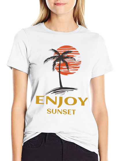 Enjoy Sunset Graphic Tee | Relaxed Fit Black T-Shirt